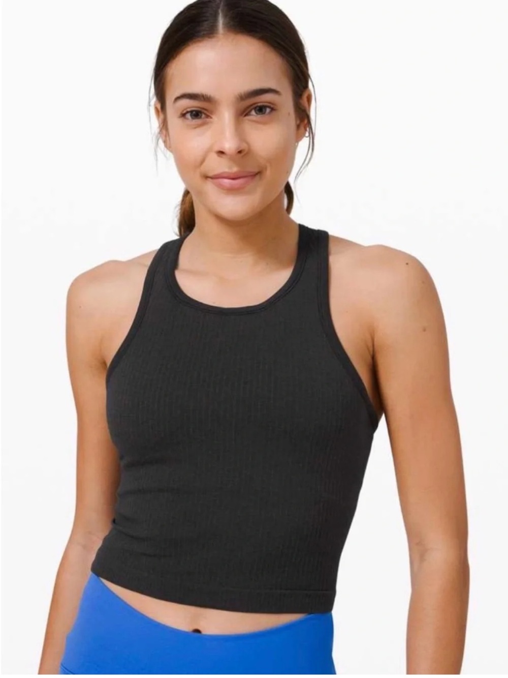 Ebb to Street Cropped Racerback Tank Top Light Support, B/C Cup Black Size 4